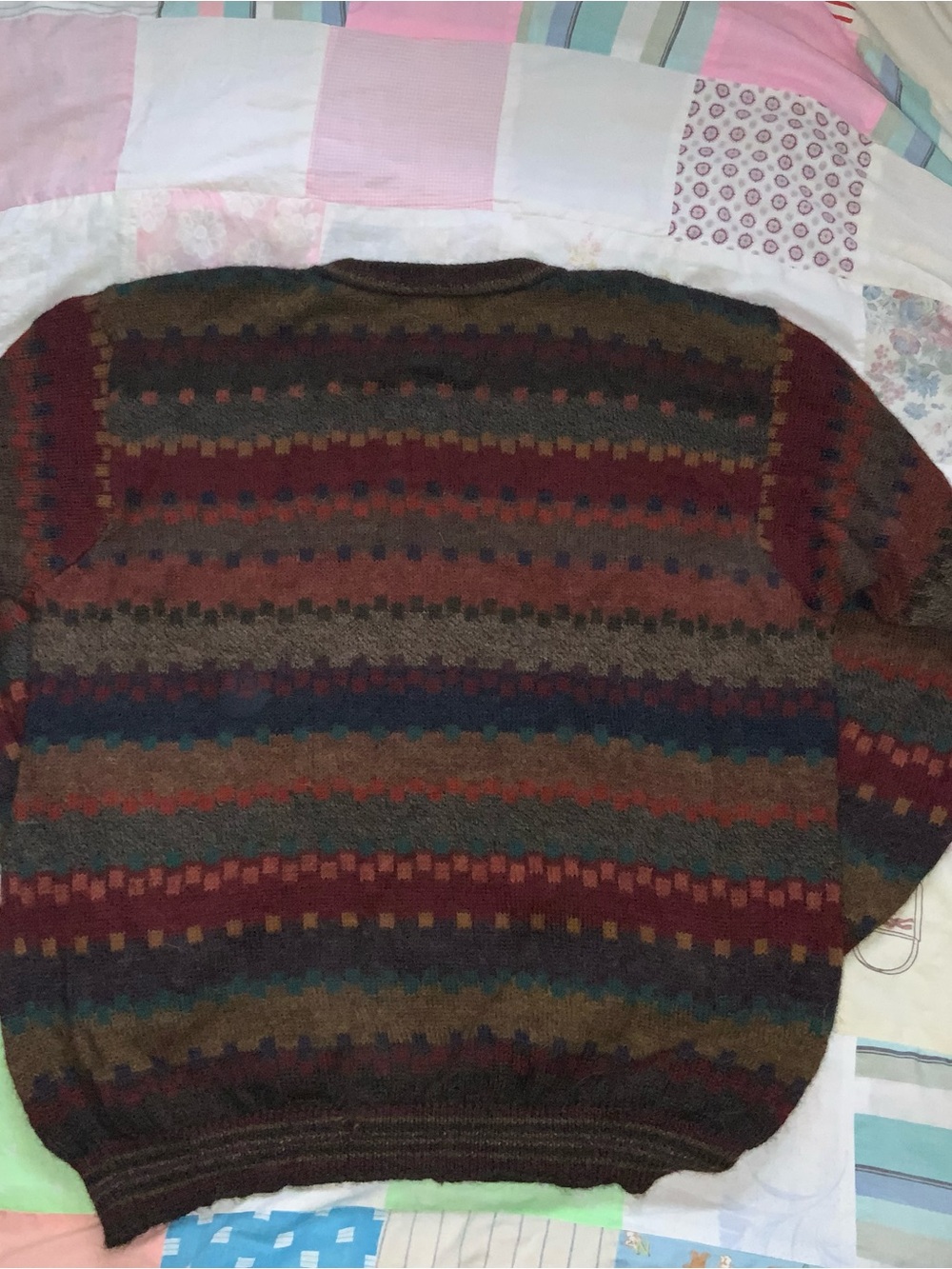 intiwara alpaca knit crewneck sweater soft non ichy colourful 100% wool L - Picture 5 of 9